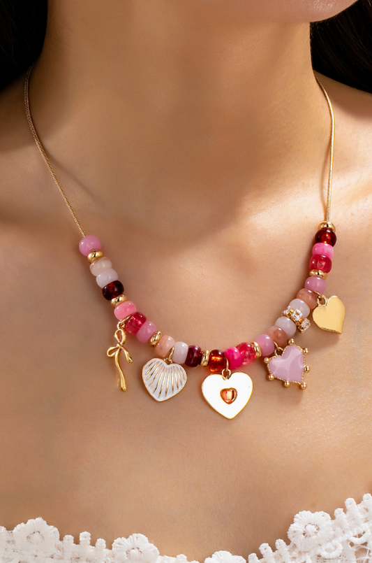Just a Girl Beaded Charm Necklace