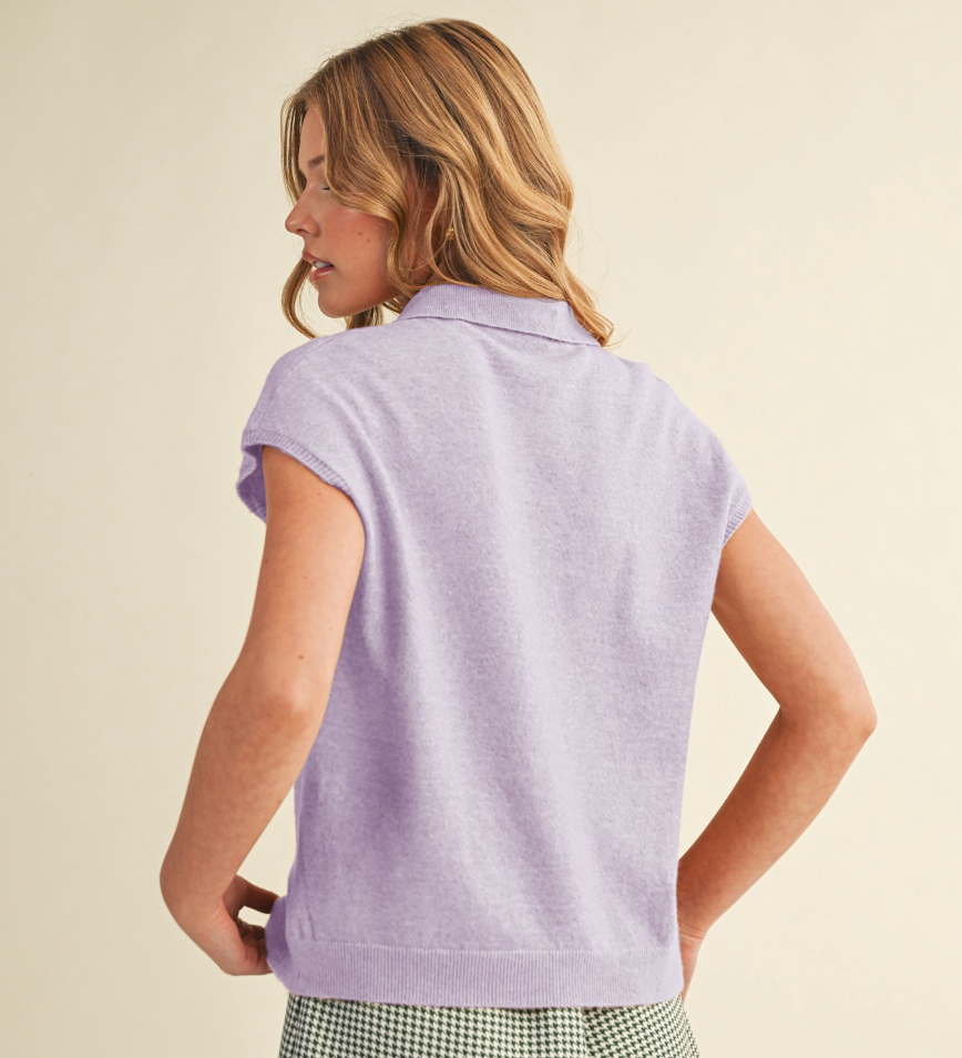 Lavender Collared Sweater Vest