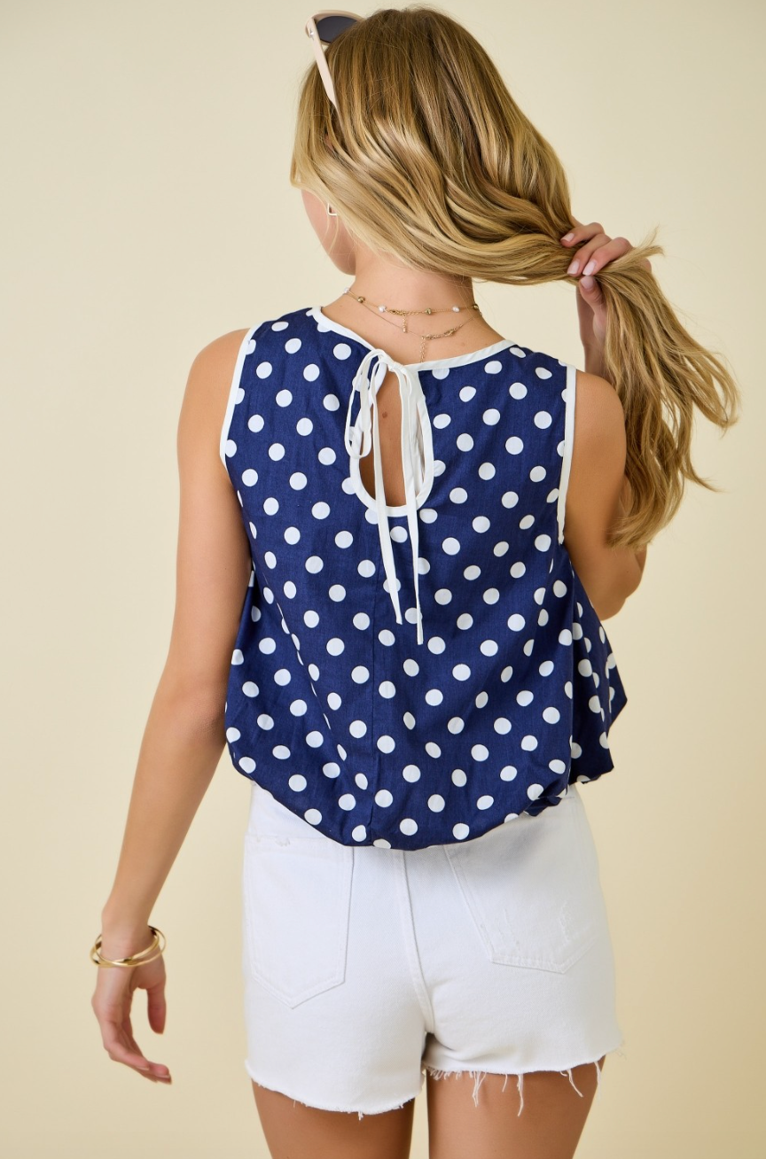 Navy Dot Top