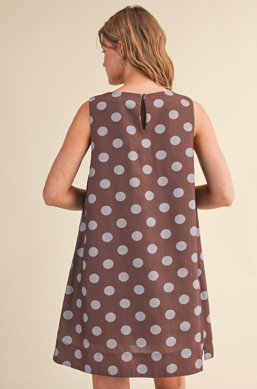 Mocha Dot Shift Dress