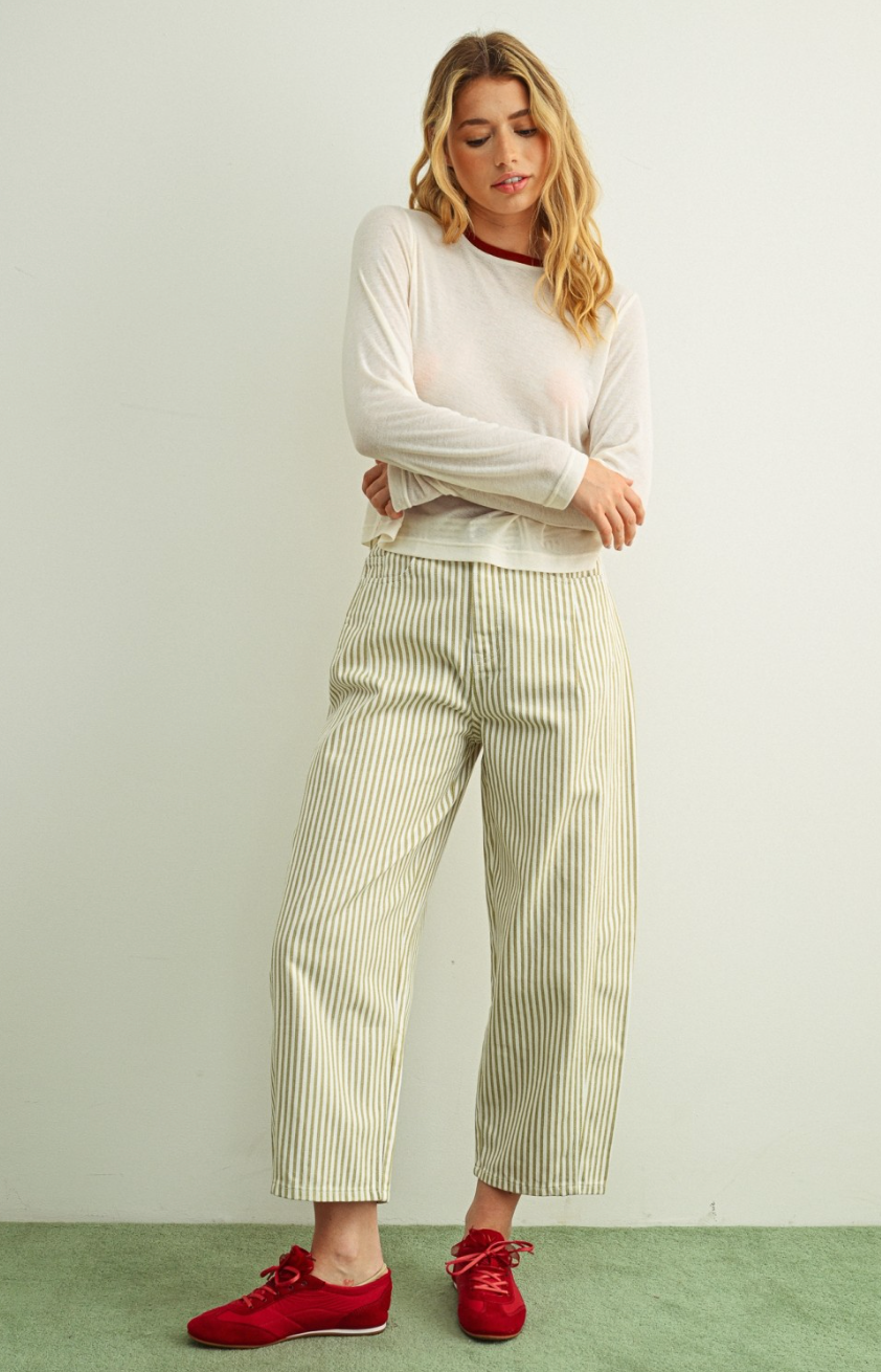 Sand Stripe Barrel Jeans