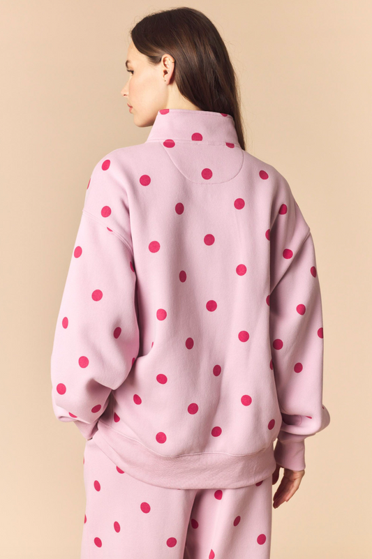 Katrina Polka Dot Quarter Zip Sweatshirt