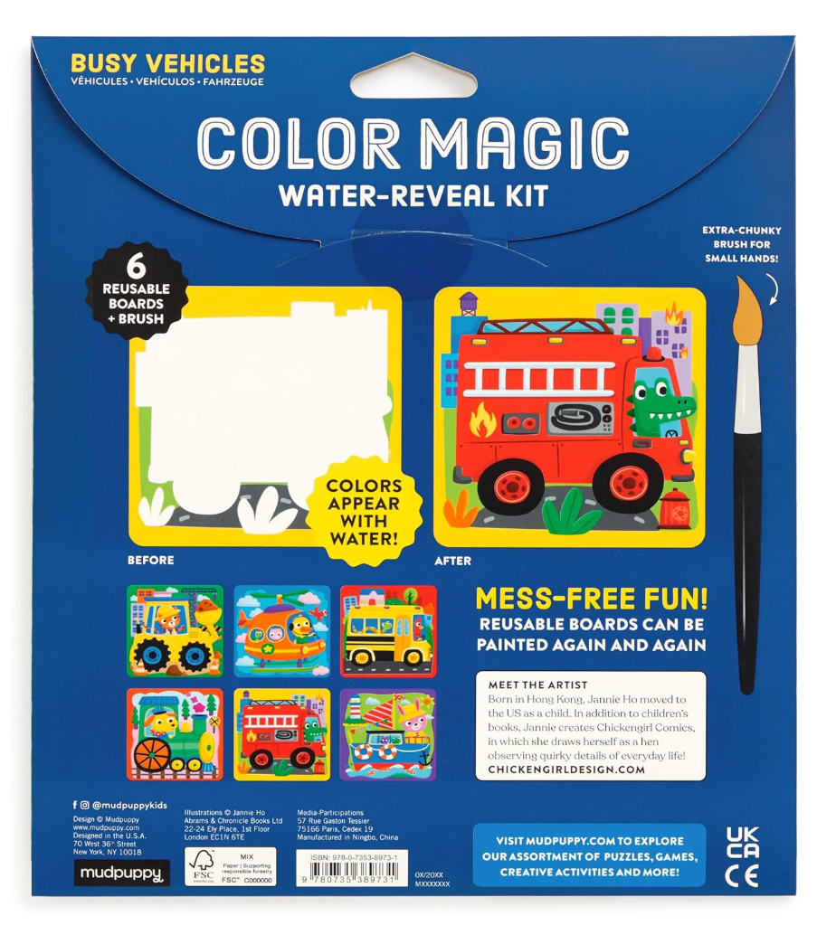 Busy Vehicles Color Magic Water-Reveal Kit