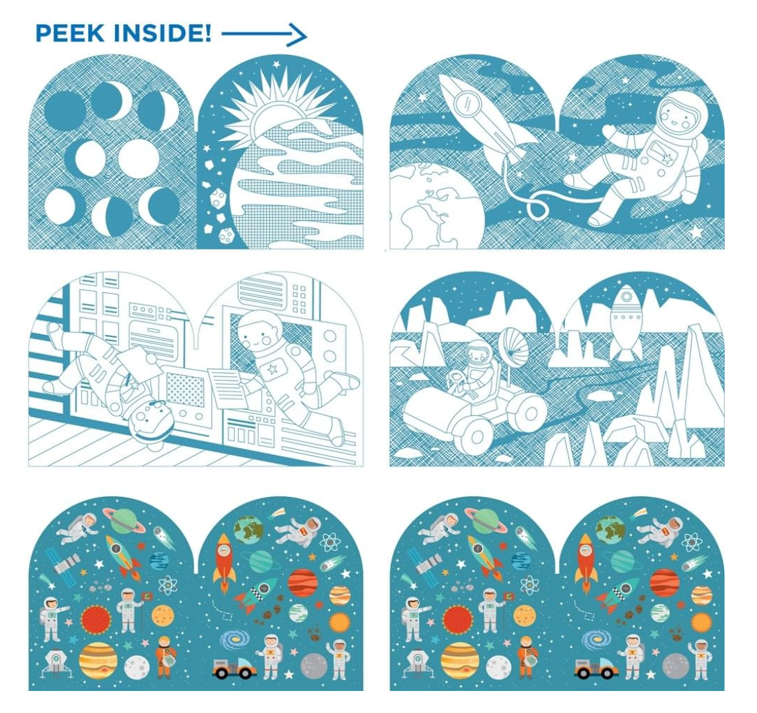 Outer Space Coloring Book + Stickers