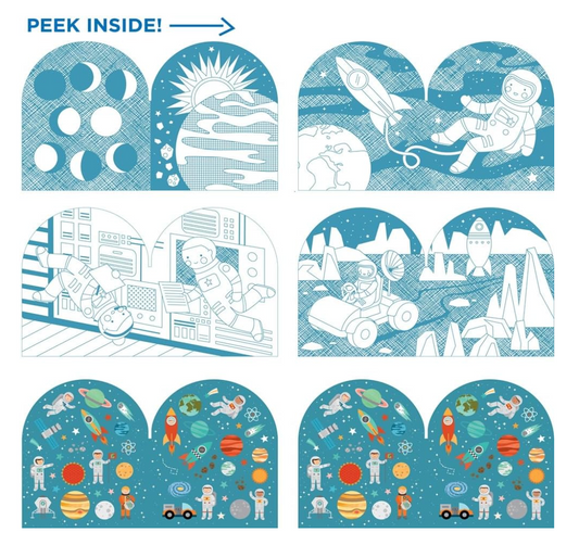 Outer Space Coloring Book + Stickers