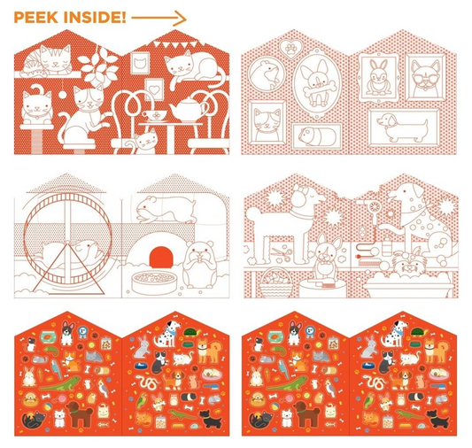 Pets Coloring Book + Stickers