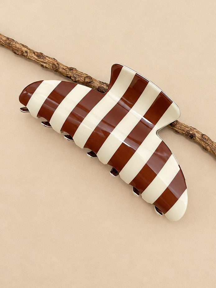 Stripe Brown and Cream Claw Clip
