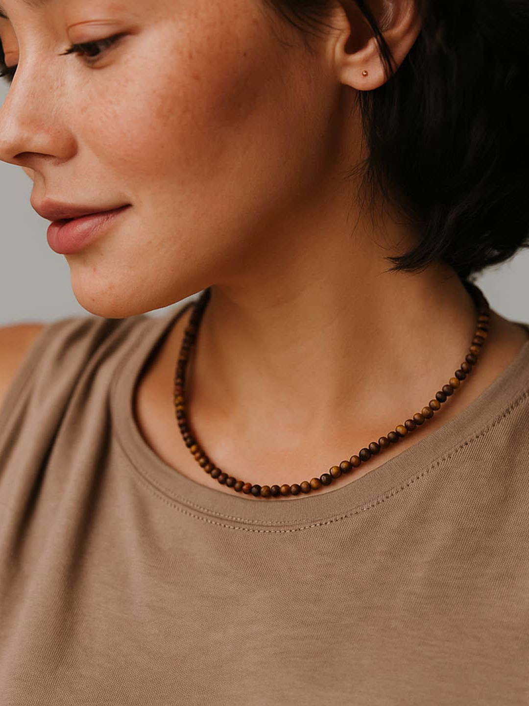 Tiger's Eye Brown Natural Stone Necklace