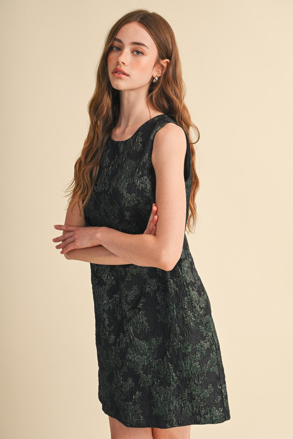 Vicki Metallic Floral Dress