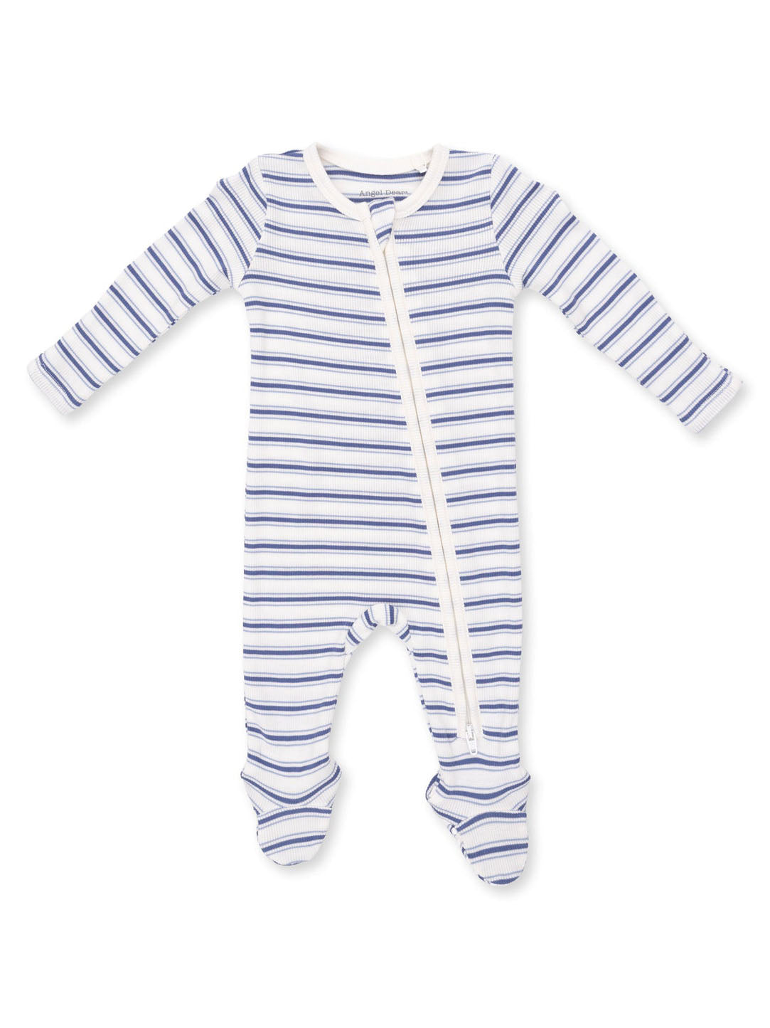 Vintage Stripe Blue Zipper Footie