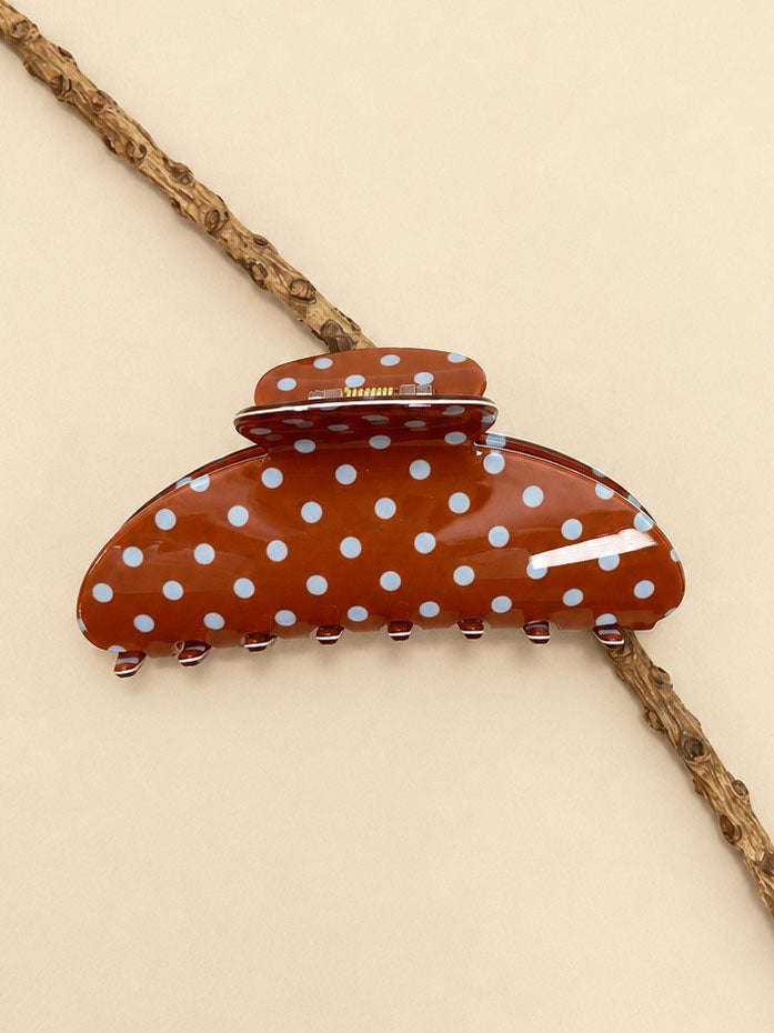 Warm Brown Polka Dot Claw Clip