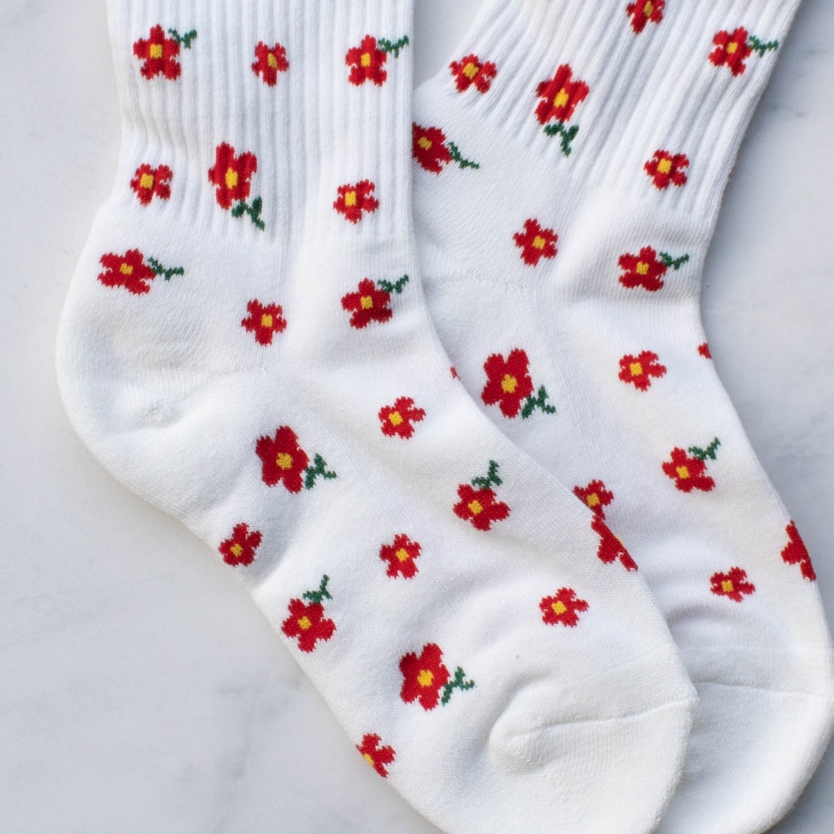 White Little Flower Socks