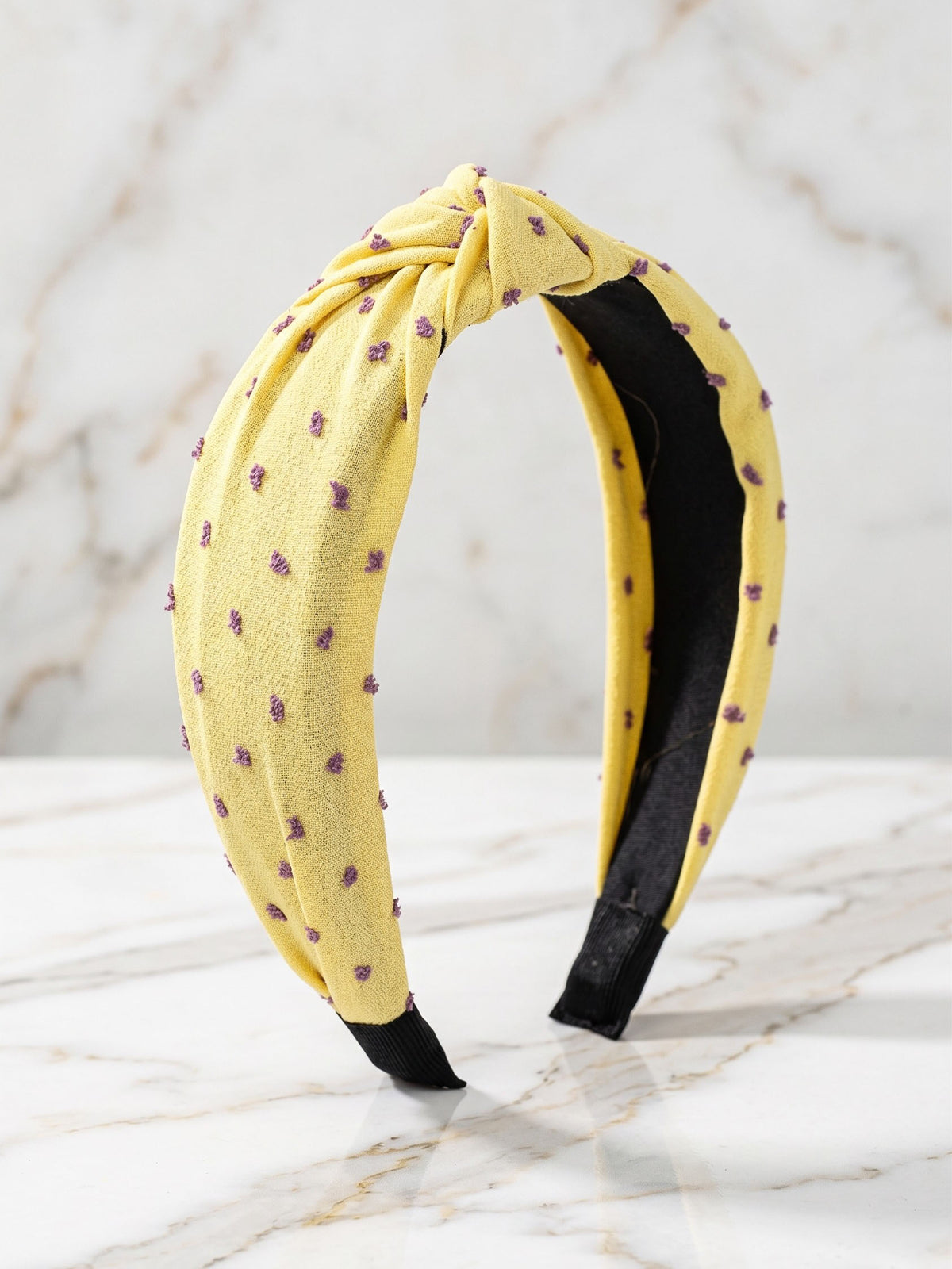 Yellow Polka Dot Knotted Headband