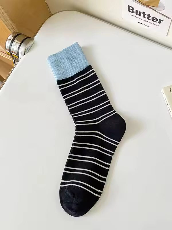 Black & Blue Sporty Stripe Socks