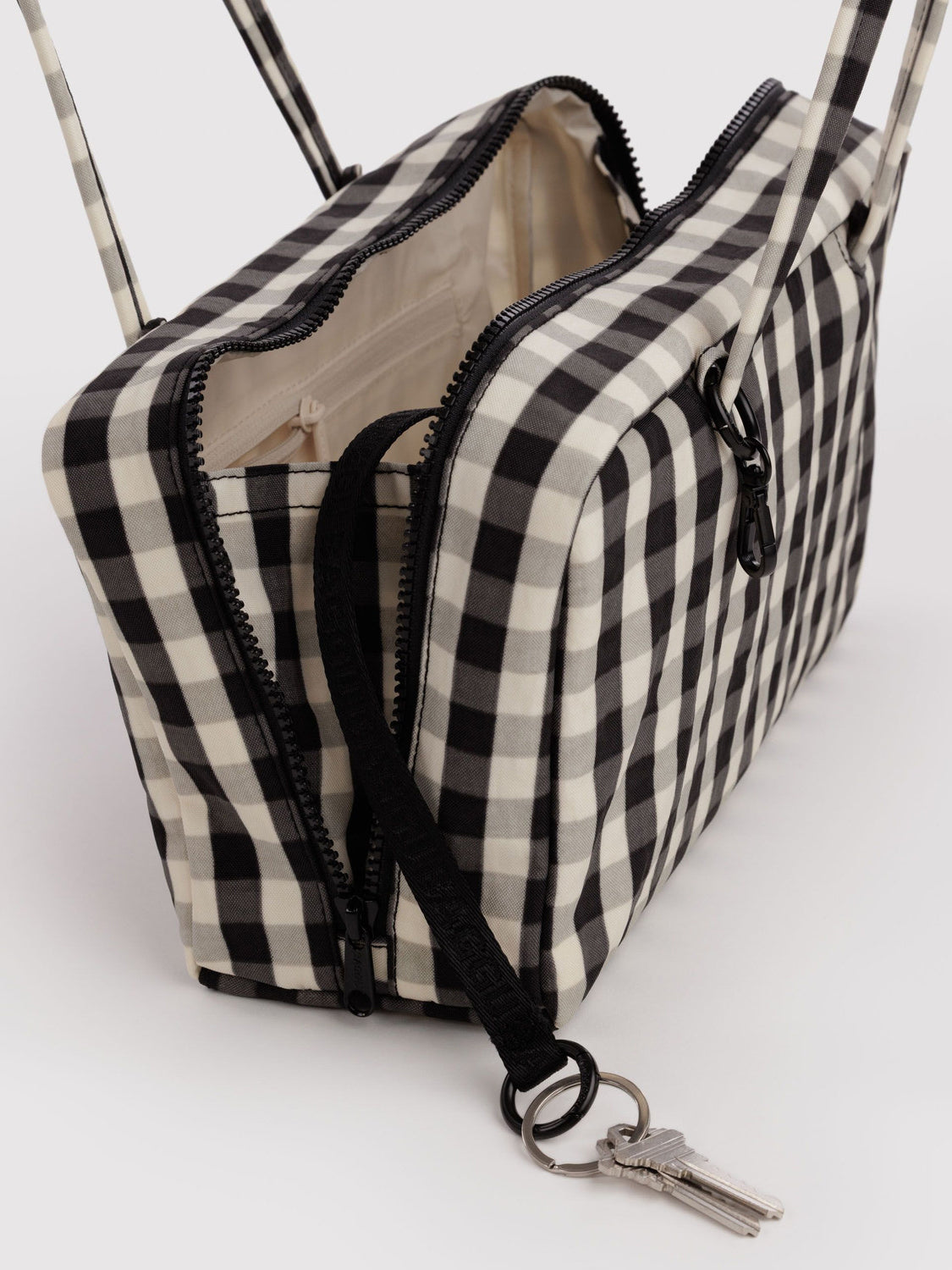 Black And Cream Gingham Bowler Bag