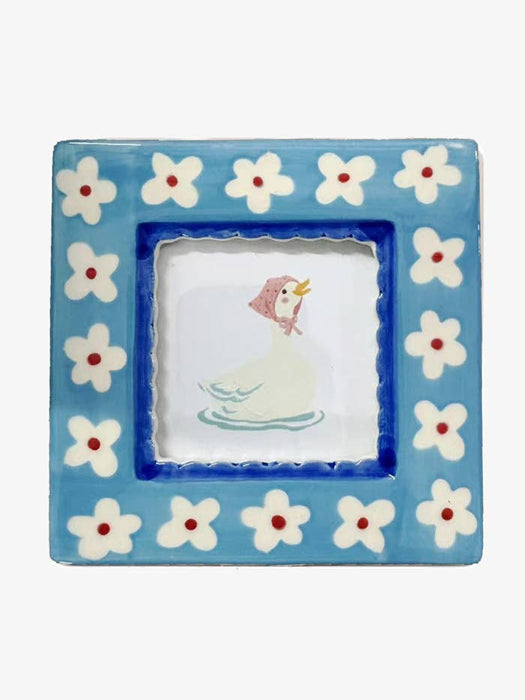Blue Flowers Hand-Painted Ceramic Frame