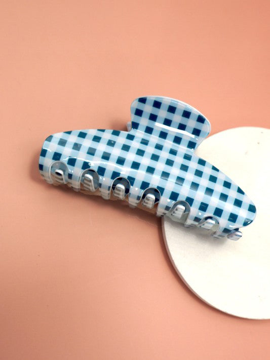 Blue Plaid Hair Claw Clip