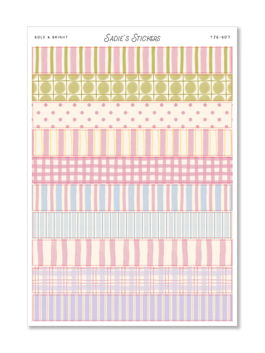 Bold & Bright Scrapbook Washi Strips Sticker Sheet