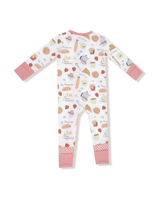 bonjour breakfast zipper romper