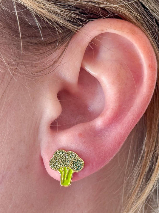 Broccoli Enamel Earrings