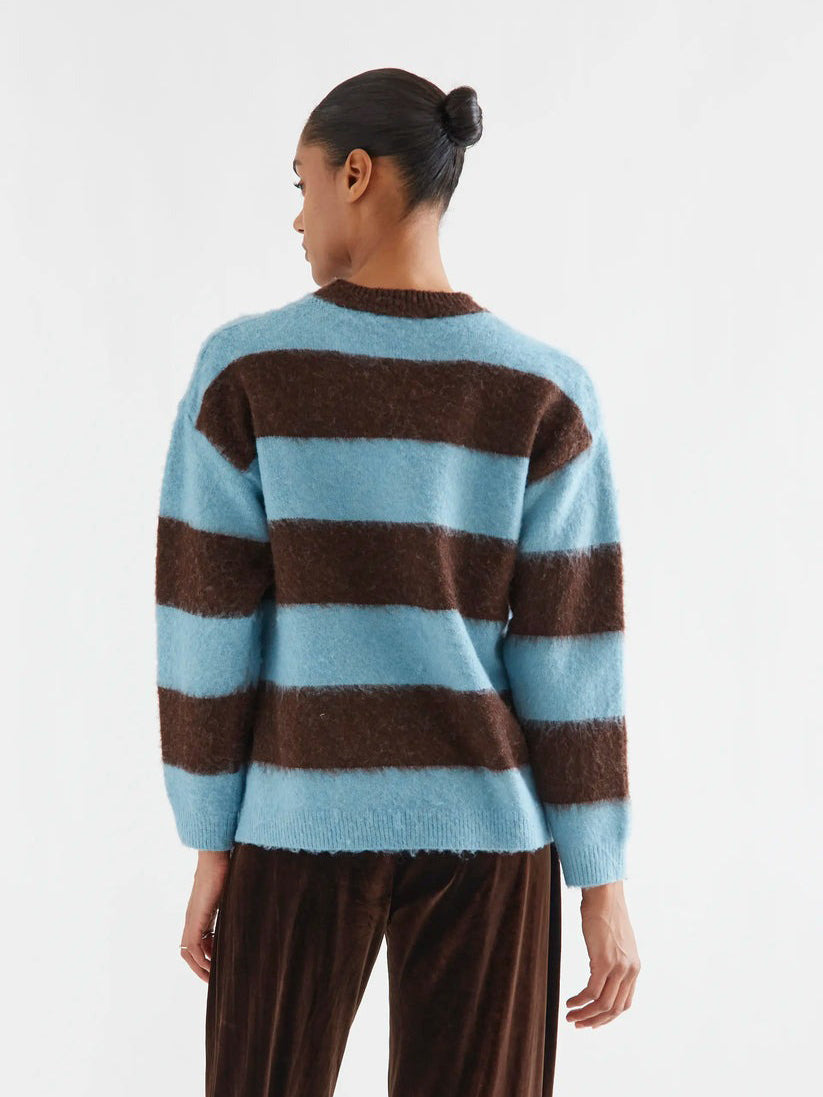 Brown Blue Stripe Sweater