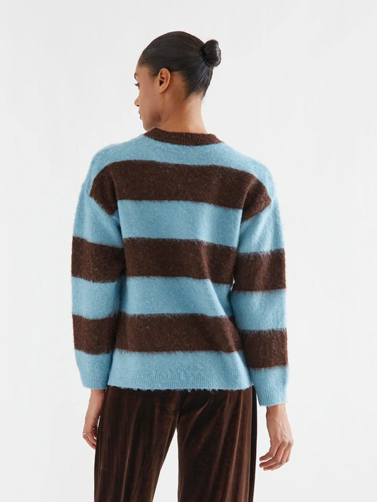 Brown Blue Stripe Sweater