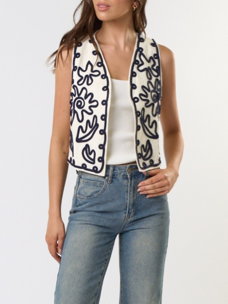 calliope cord embroidered vest
