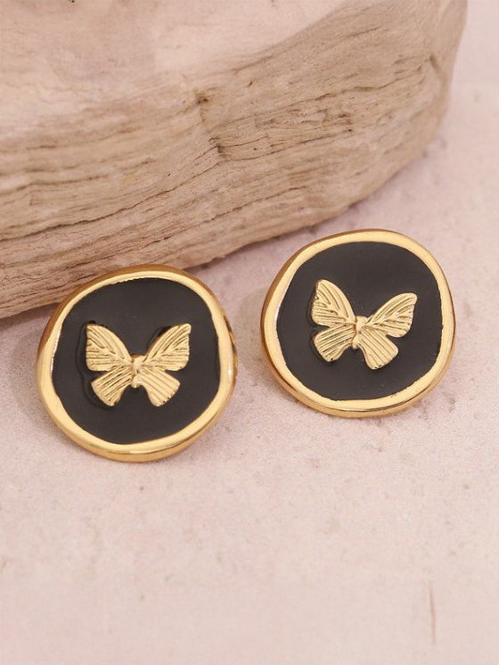 Charcoal Butterfly Studs
