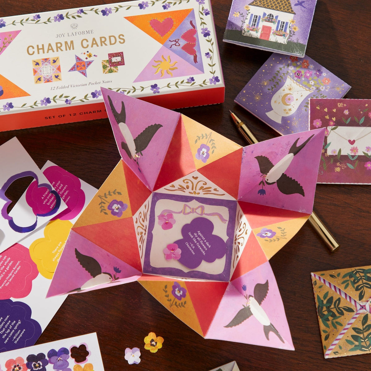 Charm Cards 12 Folded Victorian Pocket Notes