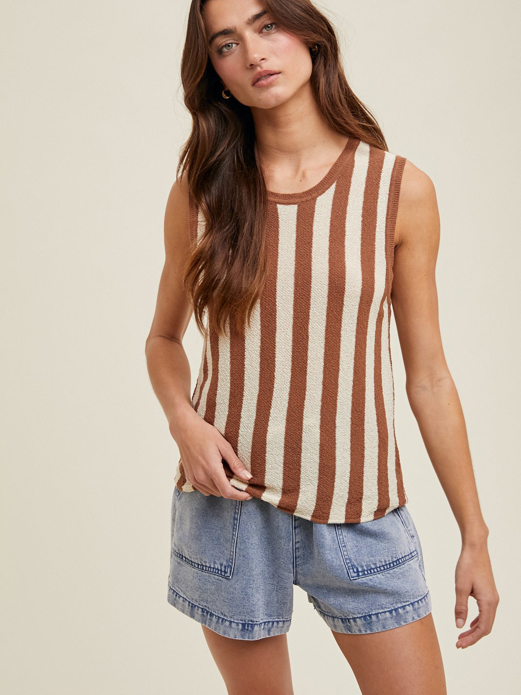 Choco Stripe Sweater Tank