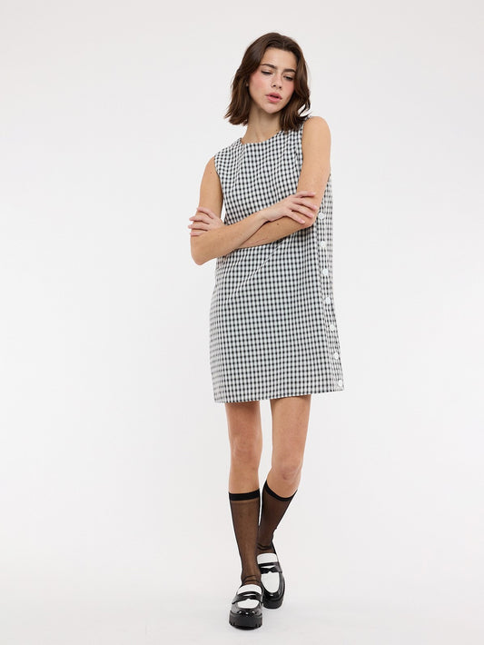 Cleo Plaid Button Dress