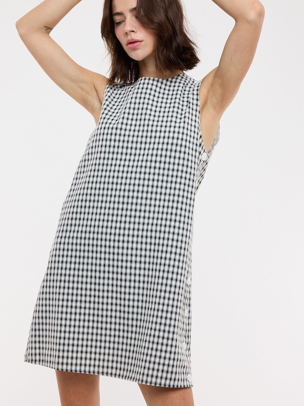 Cleo Plaid Button Dress