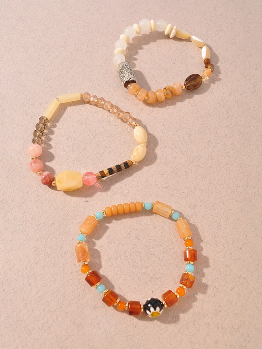 coastal sunset beaded bracelet set