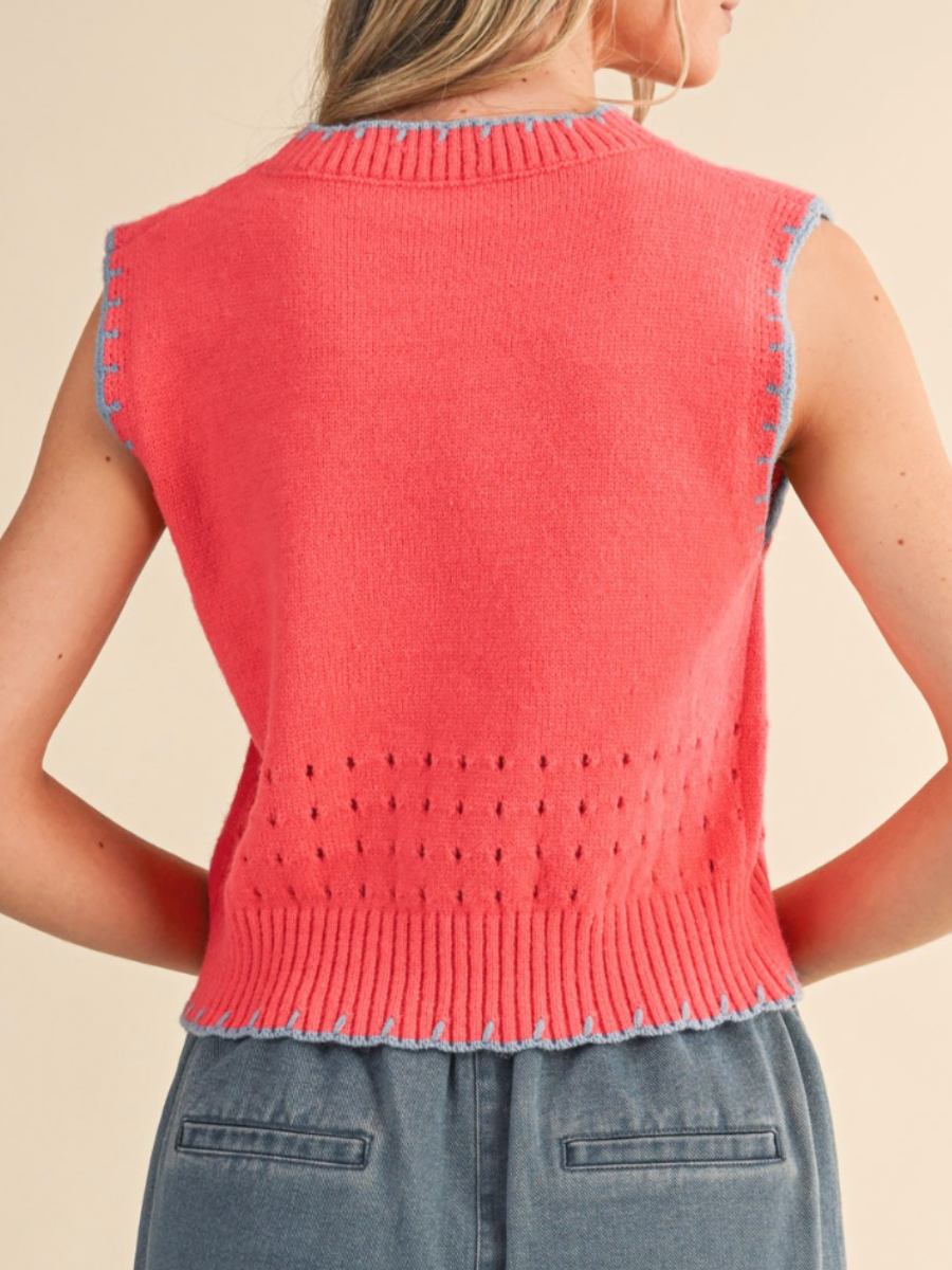 coral crush sweater vest