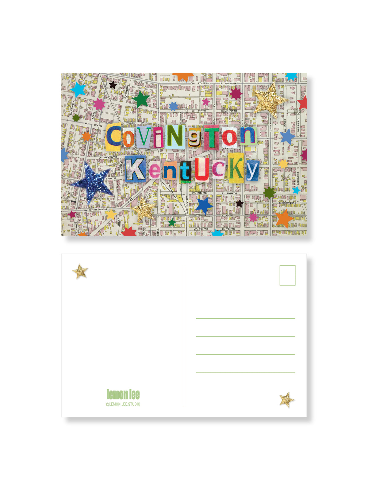 Covington Kentucky Stars Postcard 4x6in