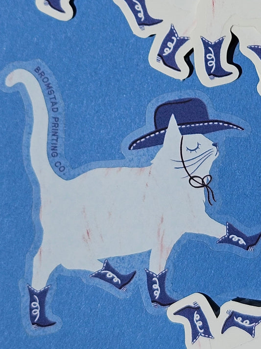 cowboy cat clear sticker