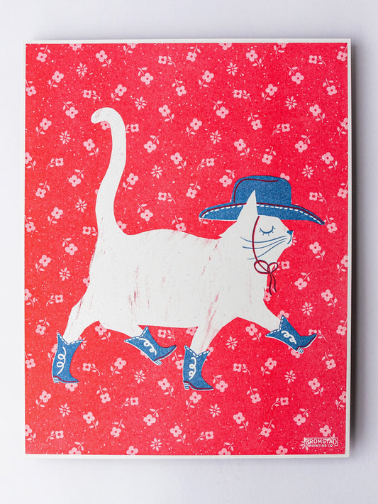 cowboy cat risograph print