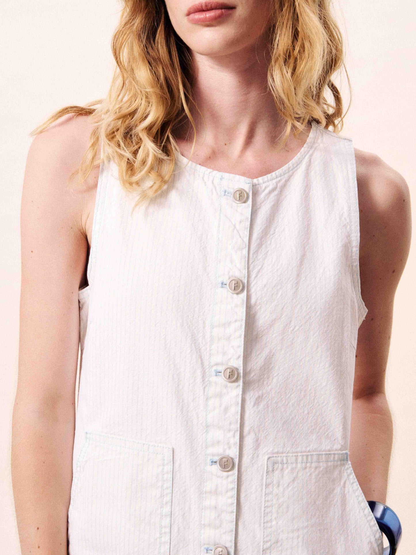 Cream Button Dress