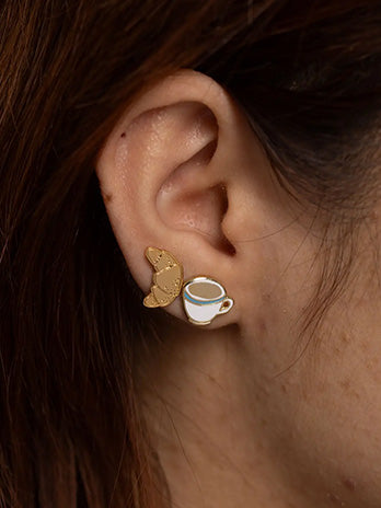 Croissant and Coffee Earrings