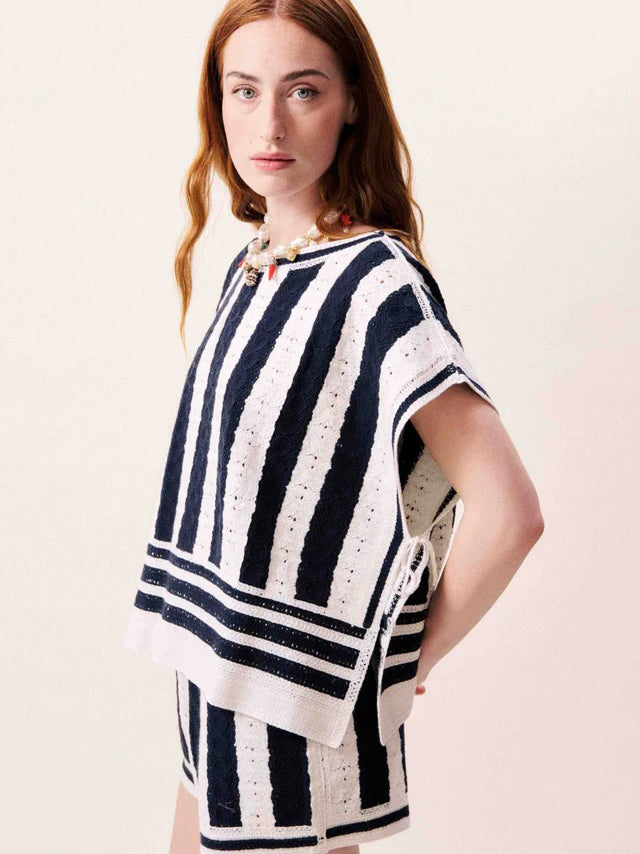 Navy Debbie Top
