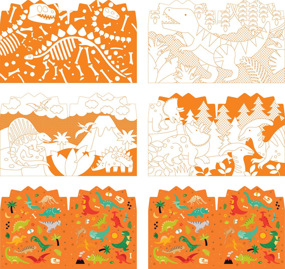 Dinosaurs Coloring Book + Stickers