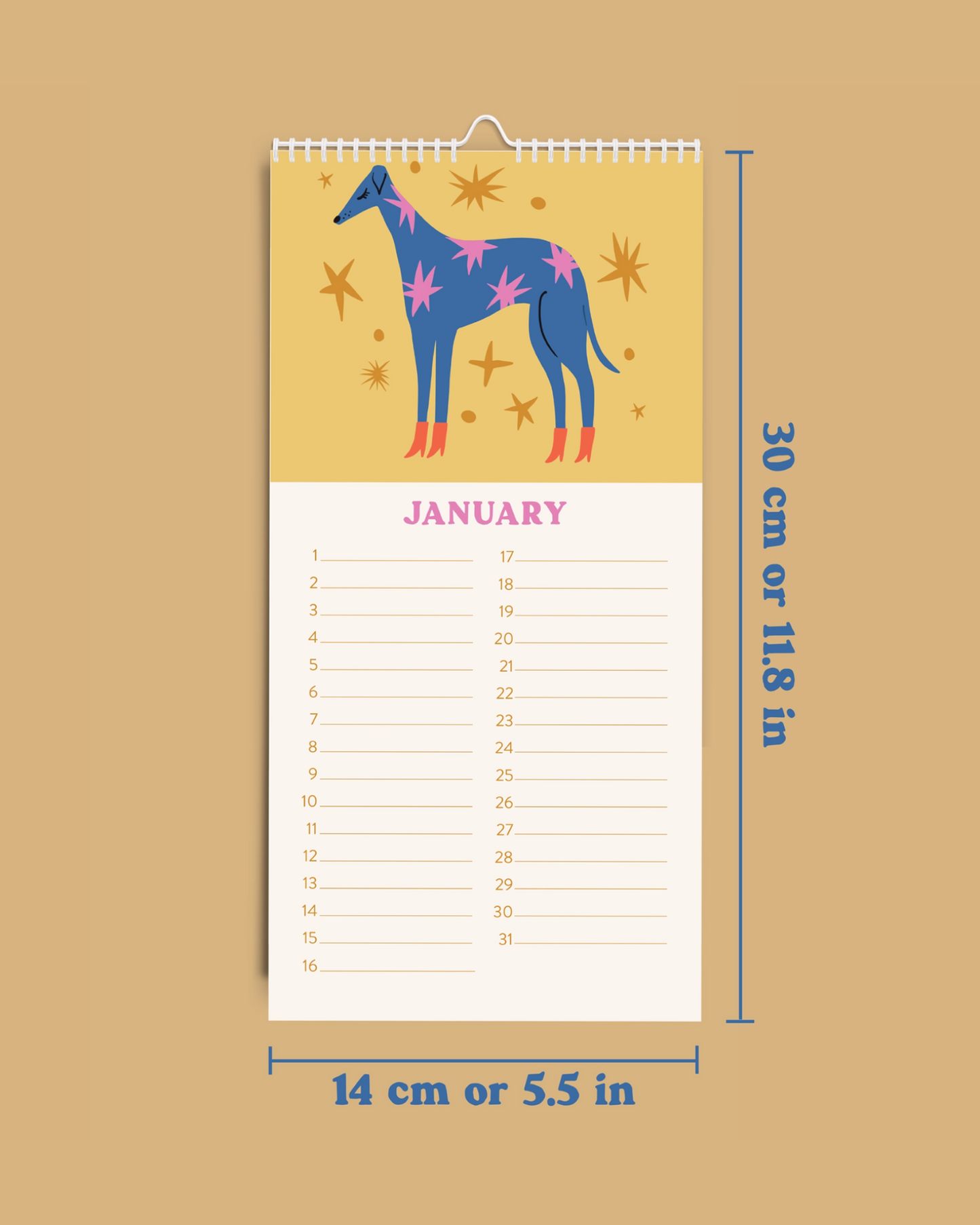 dogs + doodles undated birthday calendar