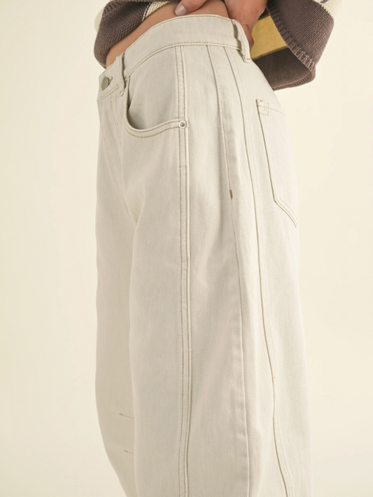 ecru barrel jeans