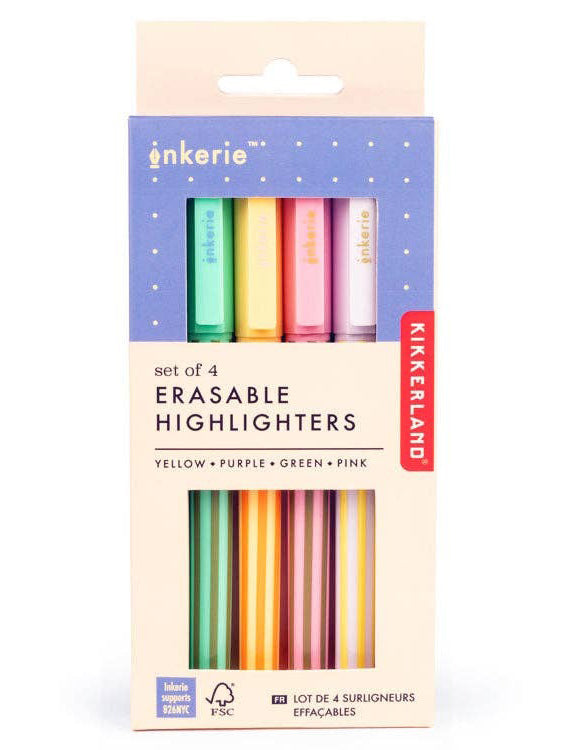 set of 4 erasable highlighters