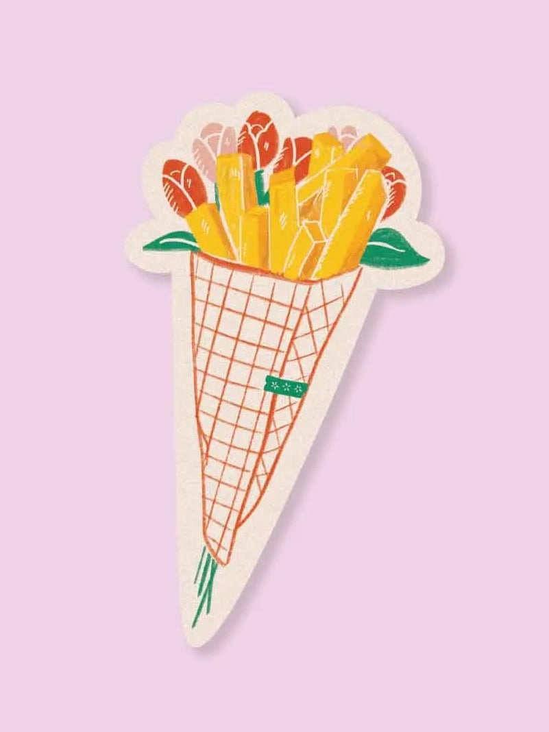 Fries Over Flowers Sticker