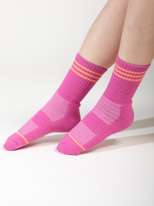 fuchsia striped sporty socks