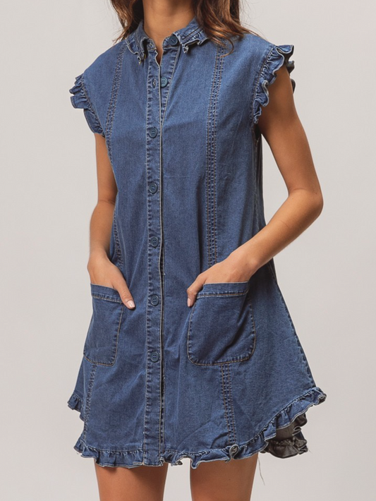 genevieve denim mini dress