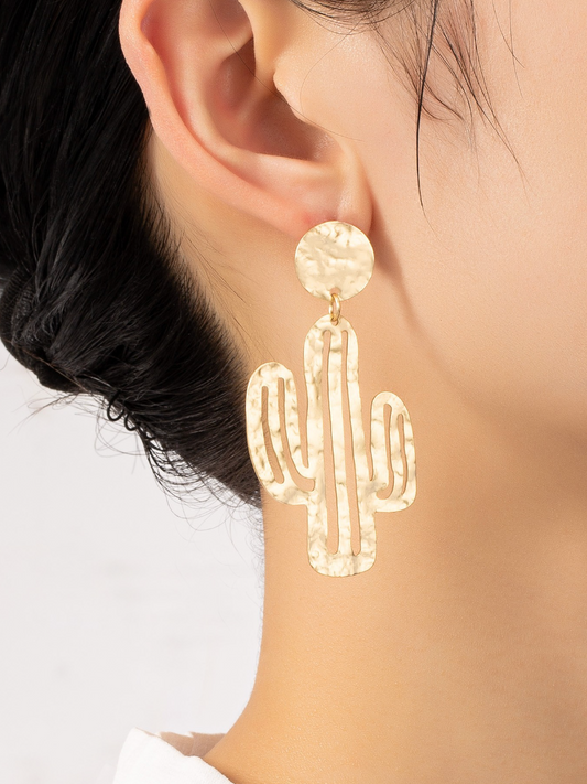 gold cactus drop earrings