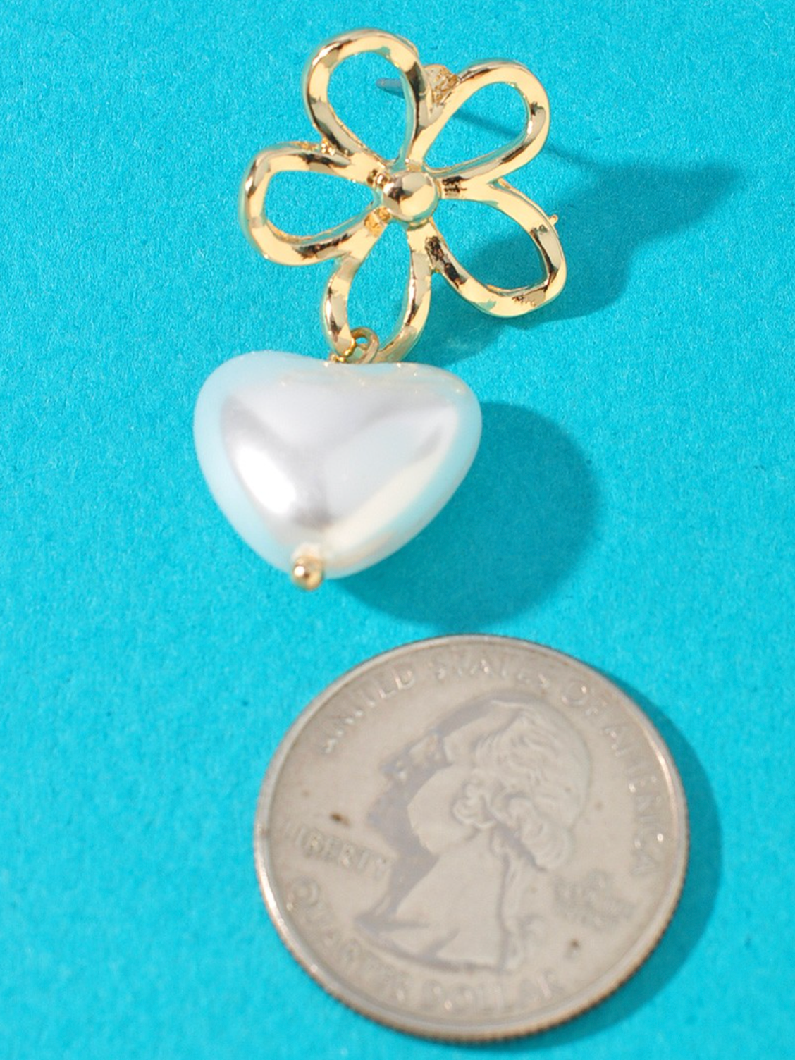 gold flower pearl studs
