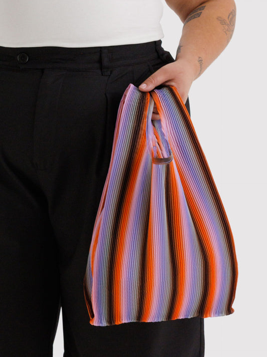 Gradient Stripe Poppy & Lilac Pleated Baggu